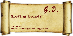 Giefing Dezső névjegykártya